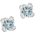Sterling Silver Blue Topaz and CZ Stud Earrings