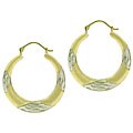 Bella D'oro 14kt and Silver Diamond-cut Hoop Earrings