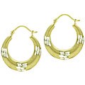 Bella D'oro 14kt and Silver Graduated Diamond-cut Hoop Earrings