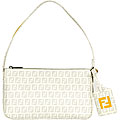 Fendi Zucchino Forever White/ Yellow Shoulder Bag