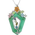 Sterling Silver Multi-gemstone and Pearl Necklace (2-4 mm)