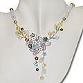 Sterling Silver Multi-gemstone and Pearl Necklace (6-7 mm)