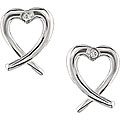 Sterling Silver Diamond Accent Heart Earrings