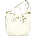 Prada Vitello Daino White Pebbled Leather Tote