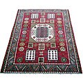 Indo Kazak Red and Grey Rug (9' x 12')