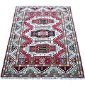 Indo Kazak Red and Ivory Rug (6'8 x 9'8)