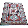 Handmade Indo Kazak Red and Green Rug (7' x 10')