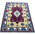 Indo Kazak Gold and Burgundy Rug (6'6 x 9'10)