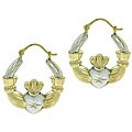Bella D'oro 14kt and Silver Claddagh Heart Hoop Earrings