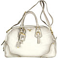 Prada 'Cervo' White Deerskin Bowler Bag