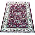 Indo Mahal Burgundy and Ivory Rug (6' x 9')