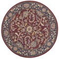 Hand-tufted Kashan Red/ Navy Wool Rug (8' Round)