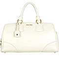 Miu Miu White Nappa Leather Large Handbag
