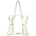 Prada White Stamped Logo Pebbled Deerskin Tote