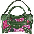 Balenciaga Medium Floral Print Satin Bag