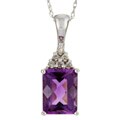 14k White Gold Amethyst and Diamond Necklace