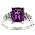 14k White Gold Amethyst and 1/5ct TDW Diamond Ring