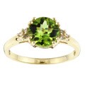 14k Yellow Gold Peridot and Diamond Ring