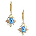 12k Yellow Black Hills Gold Blue Topaz Earrings