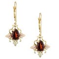 12k Yellow Black Hills Gold Garnet Earrings
