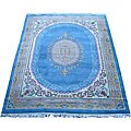 Indo Aubousson Light Blue/ Beige Rug (8'8 x 11'5)