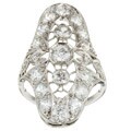Platinum 3ct TDW Diamond Deco Period Antique Ring