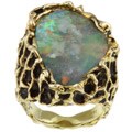 14k Yellow Gold and Opal Heavy Nugget Ring