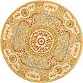 Handmade Aubusson Beige/Ivory Wool and Silk Rug (4' Round)