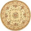 Hand-tufted Bouquet Ivory Wool and Silk Rug (4' Round)