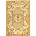 Handmade Aubusson Beige/ Ivory Wool/ Silk Rug (8'6 x 11'6)
