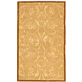 Handmade Scrolls Beige Wool/ Silk Rug (6' x 9')