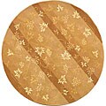 Handmade Vine Stripe Beige Wool/ Silk Rug (8' Round)