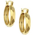 14k Yellow Gold Overlay Faceted Hoop Earrings