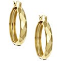 14k Gold Overlay Faceted Hoop Earrings
