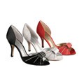 Beston D'Orsay Women's Satin and Leather Pumps