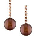 14k Pink Gold 1/10ct Diamond and FW Pearl Earrings (8-9 mm)