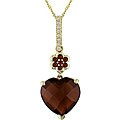 10k Gold Diamond and Garnet Heart Pendant