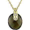 10k Yellow Gold Diamond and Smokey Quartz Necklace