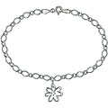 10k Gold Link Anklet with Diamond Flower Charm