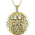 10k Gold over Silver Floral Disc Necklace