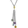 Silver and 10k Gold Multi-gemstone Lariat Necklace