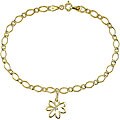 10k Gold Link Anklet with Diamond Flower Charm
