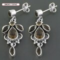 Sterling Silver Multi-gemstone Chandelier Earrings (India)
