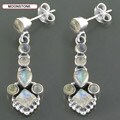Sterling Silver Multi-gemstone Dangle Earrings (India)