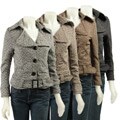 Last Kiss Women's Belted Tweed Motorcycle Jacket