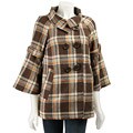 Last Kiss Women's Convertible Collar Plaid Car Coat