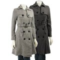 Last Kiss Women's Tweed Herringbone Trench Coat