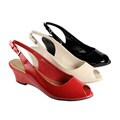 Beston Women's Patent Leather Sling Back Wedges
