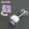 Sterling Silver Multi-gemstone Square Stud Earrings (India)