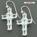 Sterling Silver Multi-gemstone Cross Dangle Earrings (India)